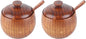 2Pcs Wood Spice Box, Salt Cellar with Lid and Spoon Salt Box Spice Jar Sugar Bowl Pepper Seasoning Container Holder