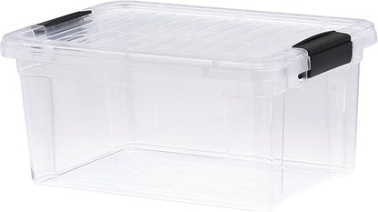 Superio Small Clear Storage Box with Lid, 6.6 Quart Plastic Container Bins for Organizing, Stackable Crates, BPA Free, Non Toxic, Odor Free, Organizers for Home, Office, School, and Dorm