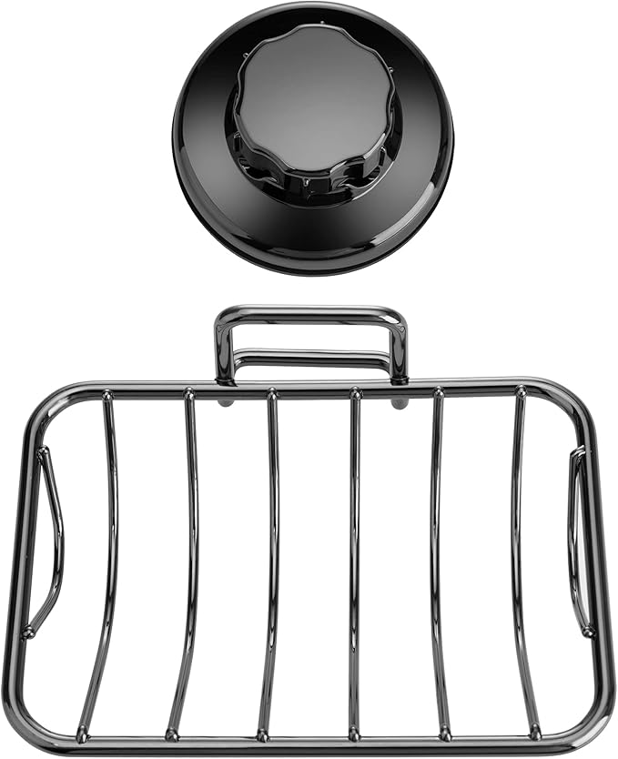 iPEGTOP Super Powerful Vacuum Suction Cup Shower Soap Dish - Strong Rustproof Stainless Steel Soap Saver Sponge Holder for Bathroom & Kitchen Sink (Graphite) - 2 Pack