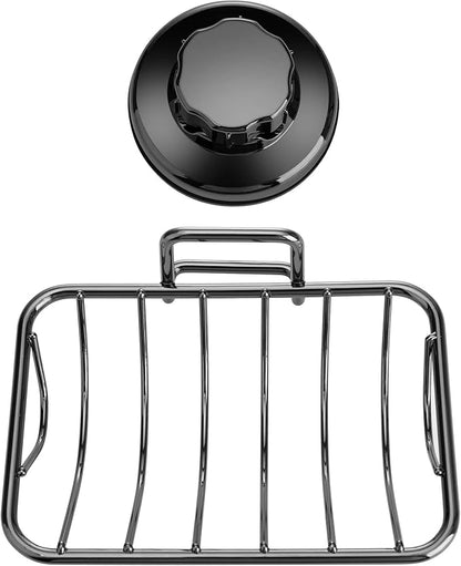 iPEGTOP Super Powerful Vacuum Suction Cup Shower Soap Dish - Strong Rustproof Stainless Steel Soap Saver Sponge Holder for Bathroom & Kitchen Sink (Graphite) - 2 Pack