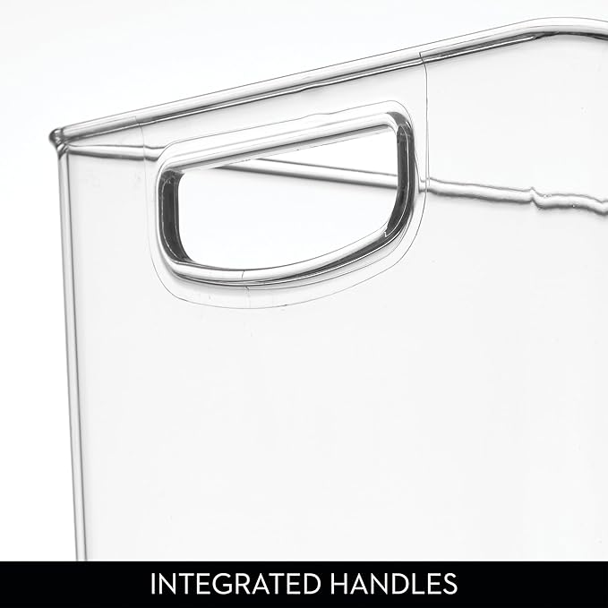 iDesign Pantry Bin with Handles - Kitchen Storage Bins for Cabinets, Pantry, or Fridge - Clear