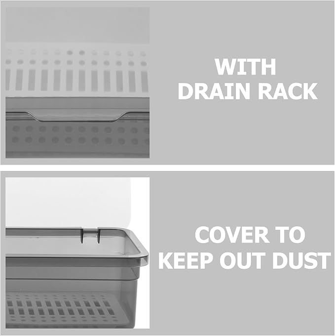 Flatware Tray With Lid And Drainer, Kitchen Utensil Organizer Cutlery Tray With Cover Tableware Utensil Holder And Cutlery Drawer Organizer