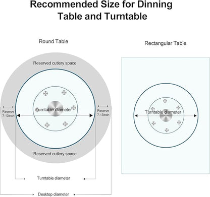 36" Heavy-Duty Lazy Susan Turntable - 1/3" Extra-Thick Tempered Glass (50% Thicker!) - Anti-Tip Design & Silent Spin for Banquets, Dining Tables