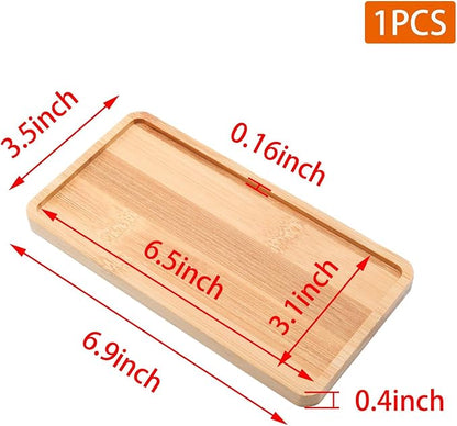 Rectangular Bamboo Tray – 6.9” × 3.5” Outer Size, 6.5” × 3.1” Inner Size, Natural Decorative Organizer for Bathroom, Vanity, Toilet Tank Top, Desk, Entryway or Kitchen Use.