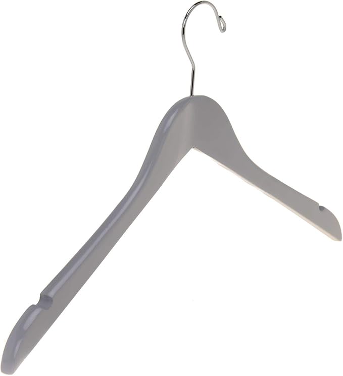 Quality Semi Curved Grey Wooden Suit Hangers, 80-Pack Smooth Finish Solid Wood Coat Hanger with Swivel Hook, Jacket, Pant, Dress Clothes Hangers Gray, 80