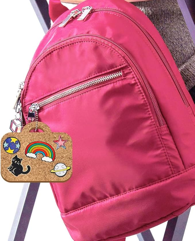 peacoblue 4Pcs Bag Enamel Pin Holder Display Board Collection with Key Chain for Bag, Backpack 4.7" x 3.9", Pins Display Frame Organizer Storage to Show Unique Styles for Student, Male, Female
