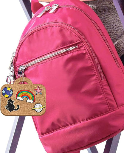 peacoblue 4Pcs Bag Enamel Pin Holder Display Board Collection with Key Chain for Bag, Backpack 4.7" x 3.9", Pins Display Frame Organizer Storage to Show Unique Styles for Student, Male, Female