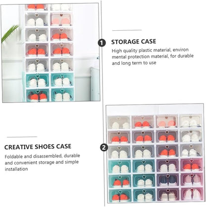 Large Plastic Shoe Storage Box Set, 6pcs Thickened Drawer-style Shoe Organizer with Flip Lid for Closet and Home Storage