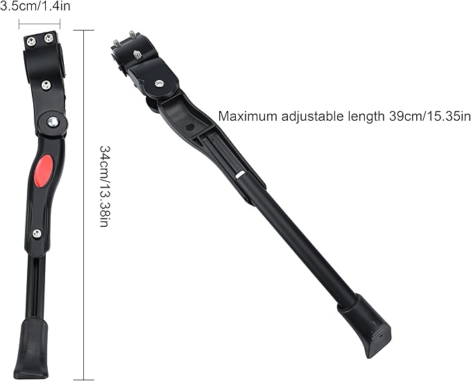 Bike Kickstand, Adjustable Aluminum Bicycle Stand for Bike,Road Mountain Cycling Rear Mount Side Stand, Fits for 20-27.5 inch Bike (Black)