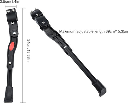 Bike Kickstand, Adjustable Aluminum Bicycle Stand for Bike,Road Mountain Cycling Rear Mount Side Stand, Fits for 20-27.5 inch Bike (Black)