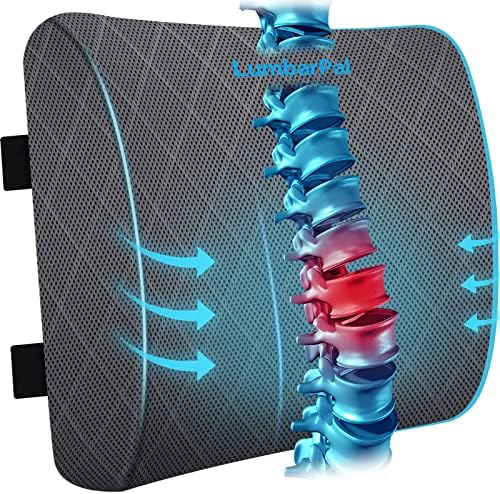 Lumbar Support Pillow for Office Chair, Back Support, Memory Foam, Grey by LumbarPal