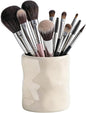 Premium Ceramic Makeup Brush Holder - Weighted & No-Tip Organizer with Easy-Clean Glaze, Vanity Storage for Brushes, Elegant Bathroom & Dresser Tabletop Decor An ideal gift for women (beige)