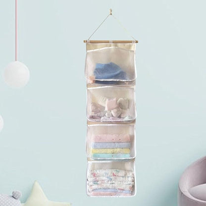 Fenteer Over Door Organizer,Hanging Storage Organizer,Stuffed Animal Storage, Accessory Holder for Shoes Girl Nursery Boy, White