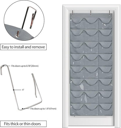 Dofilachy Hat Rack - Hat Organizer - Hat Racks for Baseball Caps, Visible Hat Holder - Baseball Rack for Wall Door with 3 Hooks, 24 Deep Pockets