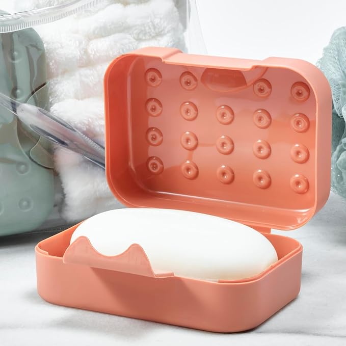 Okuna Outpost Bar Soap Travel Case - 4-Pack, Multicolor, 4.5 x 3.3 x 1.8 in - Snap-Close Portable Holder & Container - Travel Soap Case Pack for Camping & Gym