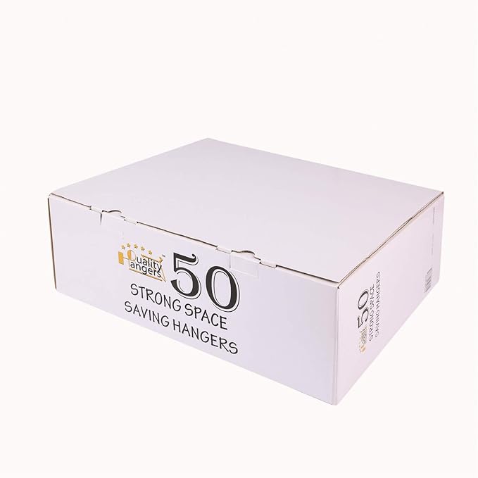 Quality Hangers 50 Pack Plastic Hangers for Clothes - Slim Non-Velvet Hangers with 360° Swivel Chrome Hook & Non Slip Notches - Ideal for Dresses Coats Shirts Jackets & More - Gray (Gray, 50 Pack)