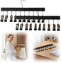 Legging Organizer for Closet, 2026 New Pants Hangers with 10 Clips, Space-Saving Clothes and Hat Storage Hook, Hanging Closet Organizer Hanger Clips for Skirts, Shorts, Trousers, Socks (Black*2)