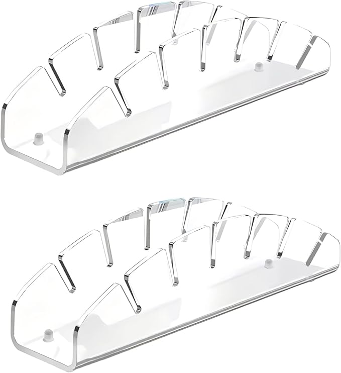 New 2Pcs Fan-Shaped Hat Organizer for Baseball Caps Display & Holder- No Install Acrylic Hat Holder for 12 Baseball Caps - Hat Rack Storage for Bedroom, Closet, Dresser, Entrance (Clear)