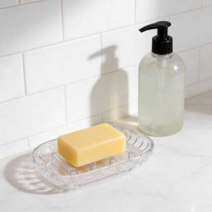 2-Pack Soap Dish Holder for Bar Soap, Bathroom Soap Dishes Soap Holder, Soap Saver Dry Stop Mushy Soap Tray for Shower Bathroom, Kitchen Sink,Clear