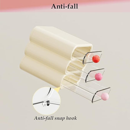 3-Tier Drawer Makeup Organizer for Vanity Small Desk - Non-Stackable Clear Front Cosmetic Storage Holder for Bathroom Counter & Office Desktop -7.9x7.5x7.3in (Cream White)