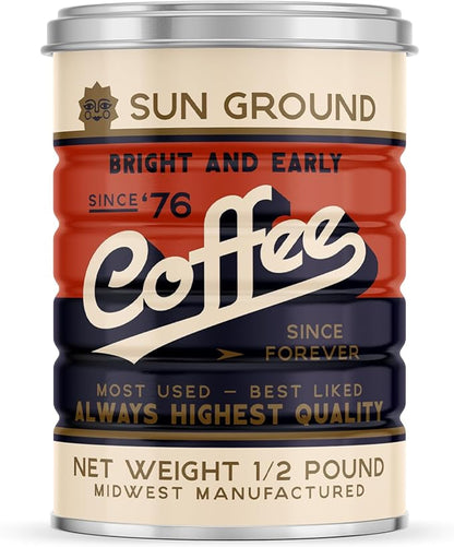 Retro Tin Can, Studio MPLS Designs, Collectable, Peel & Stick Valved End with Metal Lid, 8-12oz (4.0625 x 5.5 in) (Sun Ground Design)