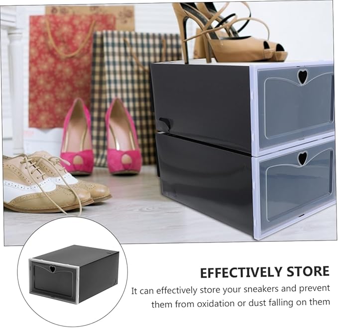 Luxshiny 6Pcs Shoe Storage Boxes with Transparent Lid Practical Shoe Organizers for Easy Access Stackable Closed Shoe Containers for Sneaker Shoe Organization