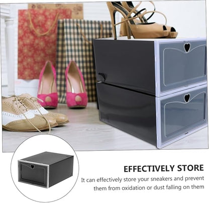 Luxshiny 6Pcs Shoe Storage Boxes with Transparent Lid Practical Shoe Organizers for Easy Access Stackable Closed Shoe Containers for Sneaker Shoe Organization