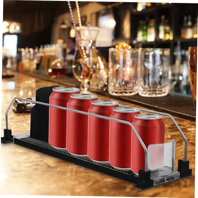 Levemolo 2pcs Automatic Beverage Pusher Organizer Plastic Drink Dispenser for Refrigerator Smooth Glide Can Organizer for Easy Access for Cold Drinks and Efficient Storage