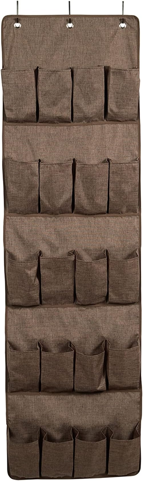 Covermates Over the Door Shoe Organizer - Heavy Duty Material, Stainless Steel Hooks, Grommets - Closet Storage, Brown Heather