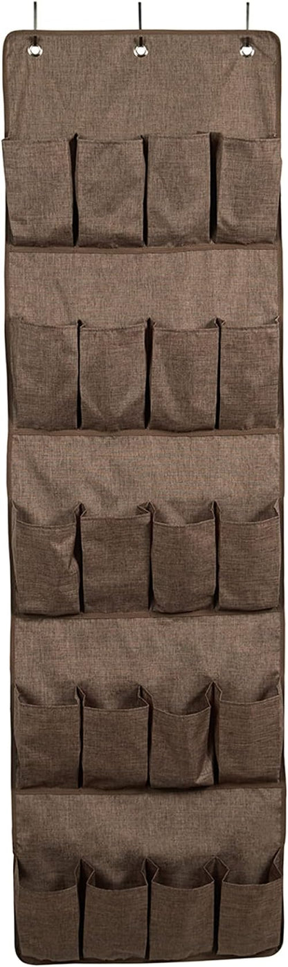 Covermates Over the Door Shoe Organizer - Heavy Duty Material, Stainless Steel Hooks, Grommets - Closet Storage, Brown Heather