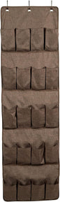 Covermates Over the Door Shoe Organizer - Heavy Duty Material, Stainless Steel Hooks, Grommets - Closet Storage, Brown Heather
