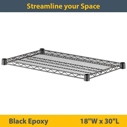 2 Pack Black Additional Wire Shelf for 18" x 30" Shelving Units, Replacement Shelves for Wire Rack