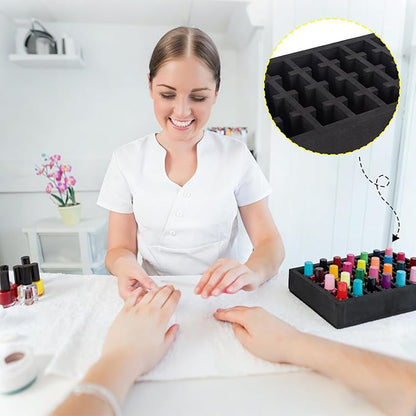 Nail Polish Drawer Organizer, Holder Foam Pad with Slots for Storage 28 Bottles Nail Polish or Essential Oil for Counter Vanity Dresser Desk Drawer, Black