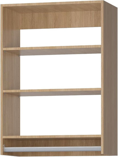 ROOMTEC 25.5" Medium Hanging Closet Unit, Modular Closet System with Hanging Rod, Wardrobe Organizer for Bedroom or Walk-in Closet, Wall Mounted, Customizable Clothes Storage Unit, Wood