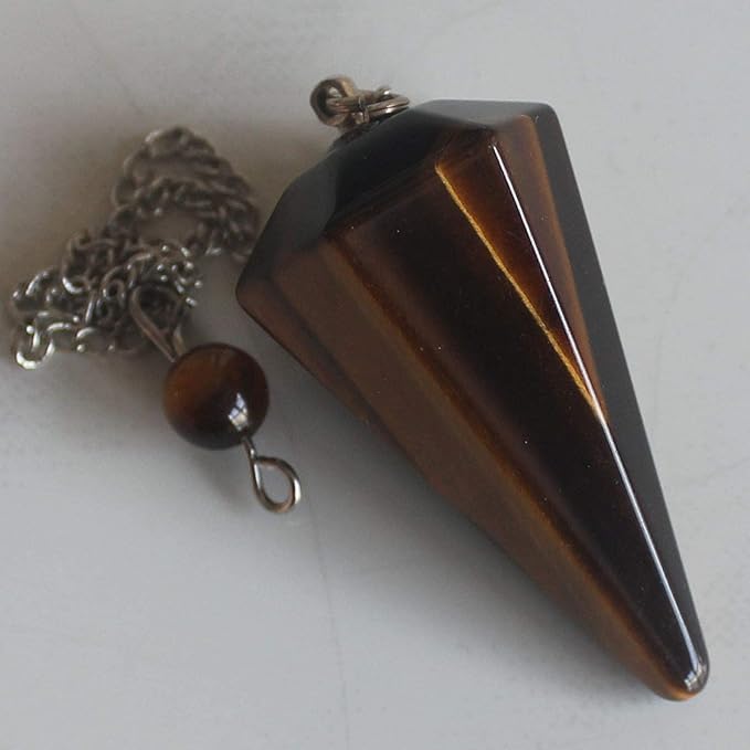Faceted Mixed gemstone crystal pendulum point reiki chakra pendant bead Chain 6''
