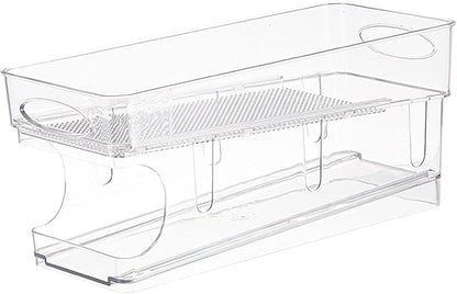 Soda Can Organizer for Refrigerator, Double Layer Fridge Can Dispenser Automatic Rolling Beverage Can Holder Storage Dispenser for Fridge, Pantry