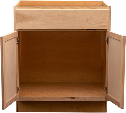 Quicklock RTA (Ready-to-Assemble) | Base Kitchen Cabinets - Shaker Style | Made in America (Raw Hickory, 36" Wx34.5 Hx24 D Sink Base)