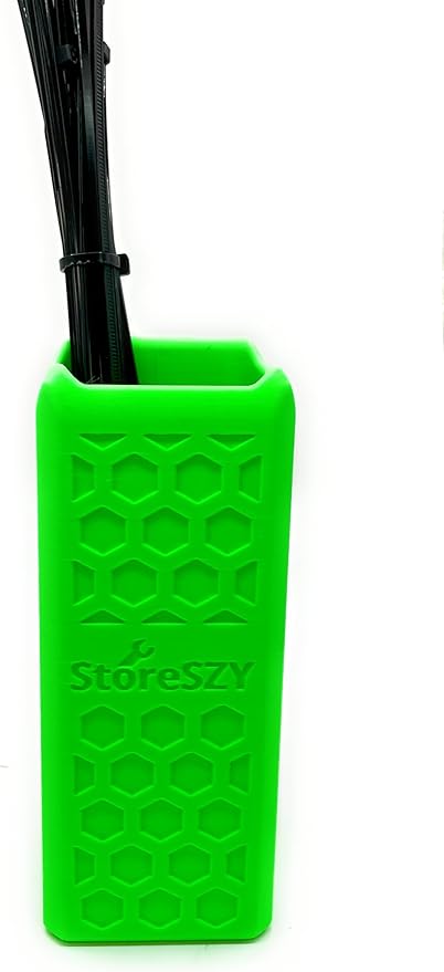 Magnetic Zip Tie Holder – Tool Organizer with Rubberized Magnets | Multiple Sizes & Colors for Garage, Shop, or Toolbox Storage (Lime Green, Tall)