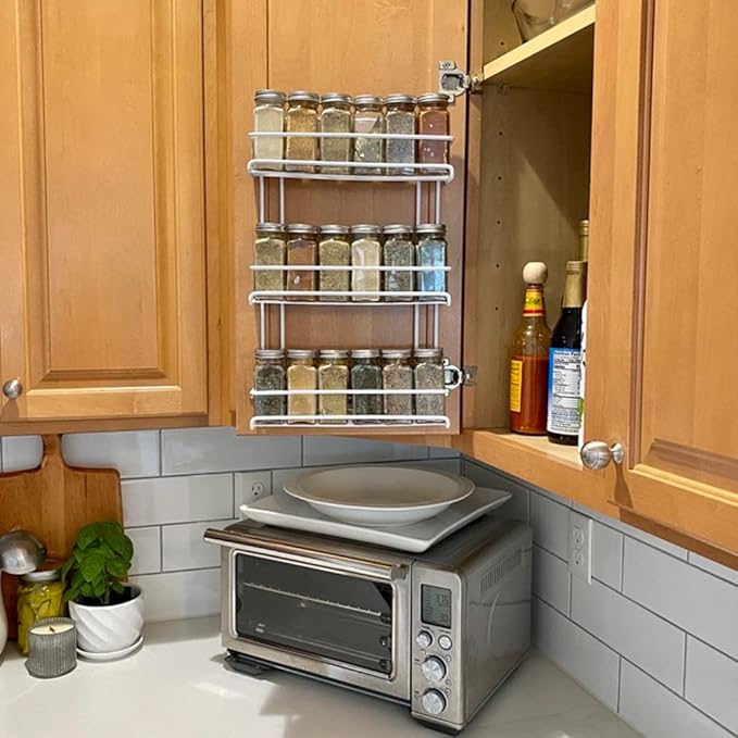 Evelots 2 Pack 3-Tier Spice Rack-Door/Wall Mounted-Sturdy Coated Metal-Up to 36 Bottles