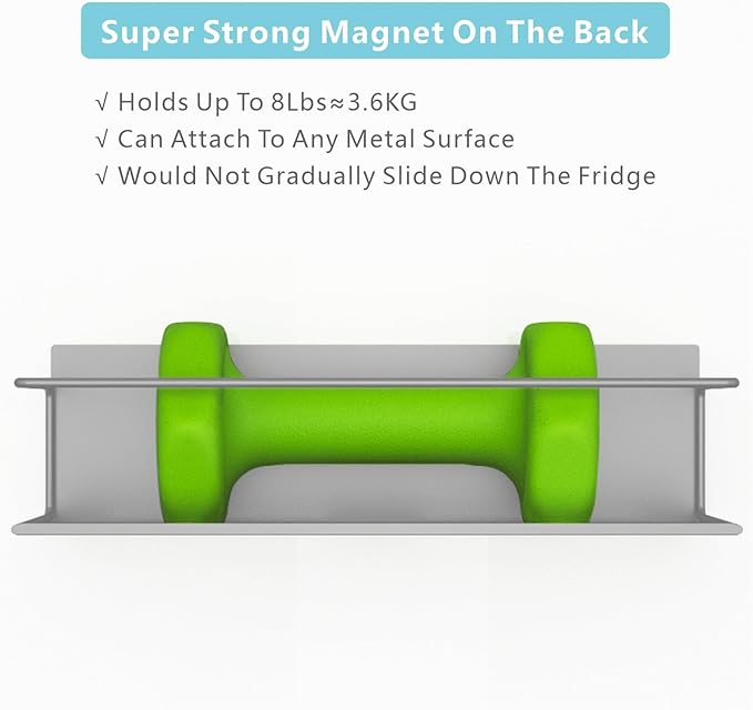 Magnetic Spice Rack For Refrigerator, Space Saving Magnetic Shelf For Fridge Grey 4 Pack With Magnetic Paper Towel Holder
