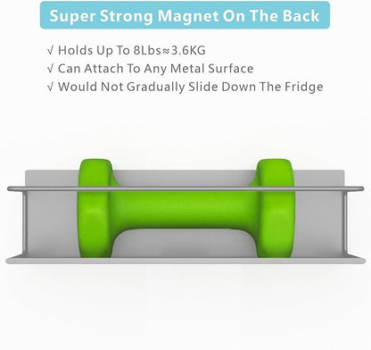 Magnetic Spice Rack For Refrigerator, Space Saving Magnetic Shelf For Fridge Grey 2 Pack With Magnetic Paper Towel Holder