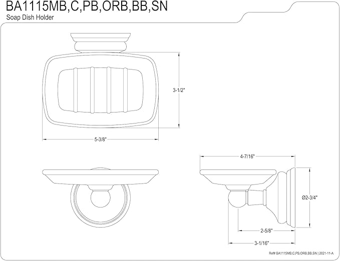 Kingston Brass BA1115SN Victorian Wall-Mount Soap Dish, Brushed Nickel
