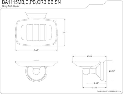 Kingston Brass BA1115SN Victorian Wall-Mount Soap Dish, Brushed Nickel