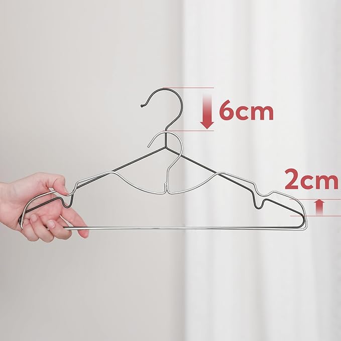 20 Pack Heavy Duty Metal Steel Wire Clothes Hanger, Ultra Slim & Short Neck Hanger,Space Saving Durable Non-Slip Felt Hangers, Closet Organizer for Home Dorm Laundry (Silver)