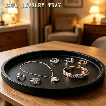 9 Inchs Round Silicone Bathroom Tray Vanity Tray Trinket Tray for Scrubber, Lotion Bottles, Perfume, Jewelry, Candle, Key Trinket Ring