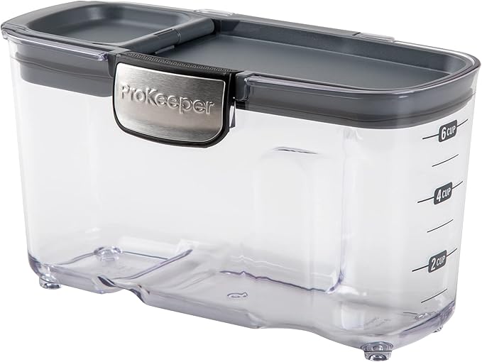 ProKeeper+ by Progressive International Clear Plastic Airtight Food Baker's Kitchen Storage Organization Container Canister Set with Magnetic Accessories (Cereal 1.5-Quart)