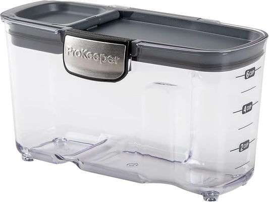 ProKeeper+ by Progressive International Clear Plastic Airtight Food Baker's Kitchen Storage Organization Container Canister Set with Magnetic Accessories (Cereal 1.5-Quart)