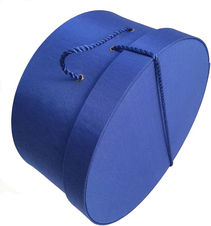 Sarah's Hat Boxes Classic Royal Hat Box – 16.75" x 8.5" (Dia. x Ht.) Handmade in USA – Odorless Non-Toxic Adhesive, Cording Handle – Premium Storage for Hats & Accessories