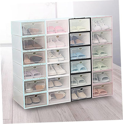 Hemobllo 6PCS Thickened Shoe Boxes Plastic Shoe Organizers Stackable Design for Footwear Storage for Sneakers Boots and Heels for Closet Organization