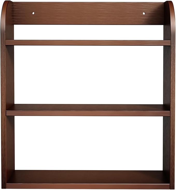 ROMGUAR CRAFT 3 Tier Bamboo Spice Rack, Countertop or Wall Mounting Wood Spice Jars Organizer Shelf for Kitche, Pantry (Brown)